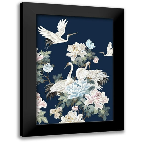 Watts, Eva 11x14 Black Modern Framed Museum Art Print Titled - Pearly White Cranes II