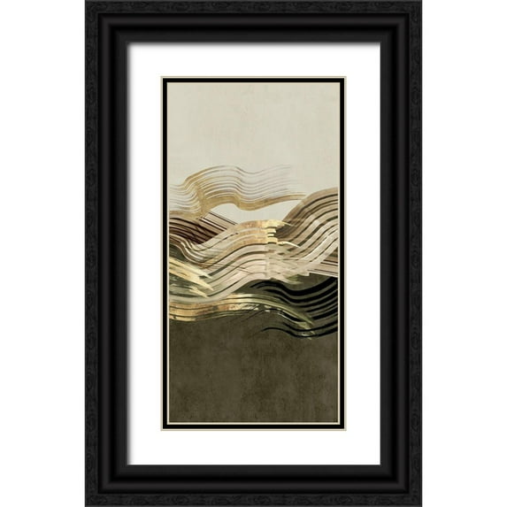 Watts, Eva 11x18 Black Ornate Wood Framed with Double Matting Museum Art Print Titled - Waves of Sage I