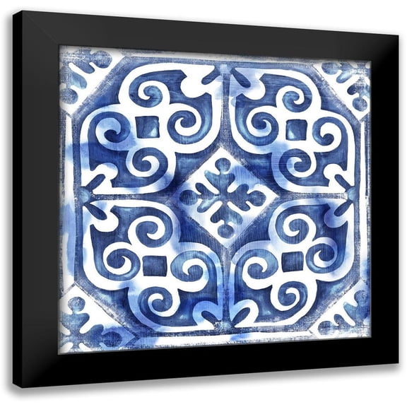 Watts, Eva 12x12 Black Modern Framed Museum Art Print Titled - Blue Mosaic Tile II