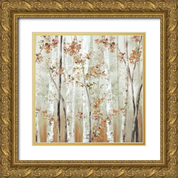 Watts, Eva 12x12 Gold Ornate Wood Framed with Double Matting Museum Art Print Titled - Birch Wood III