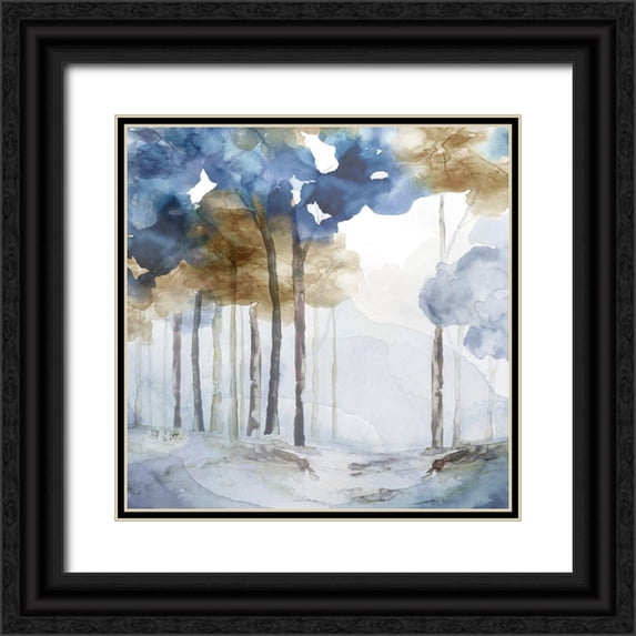 Watts, Eva 15x15 Black Ornate Wood Framed with Double Matting Museum Art Print Titled - In the Blue Forest I