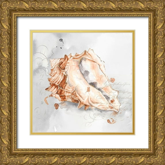 Watts, Eva 15x15 Gold Ornate Wood Framed with Double Matting Museum Art Print Titled - Blush Shell III