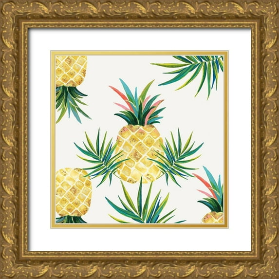 Watts, Eva 15x15 Gold Ornate Wood Framed with Double Matting Museum Art Print Titled - Pineapple Craze