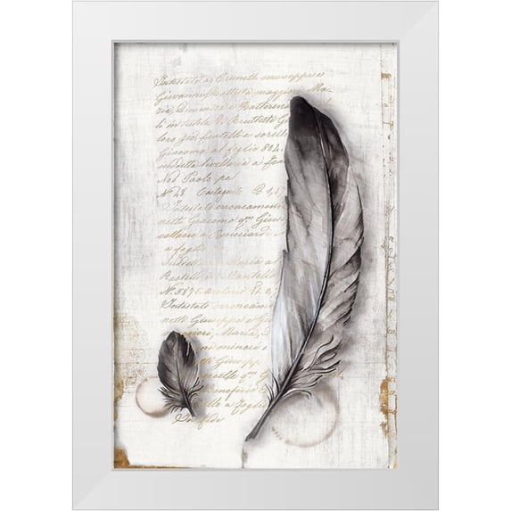 Watts, Eva 17x24 White Modern Wood Framed Museum Art Print Titled - Vintage Feathers II
