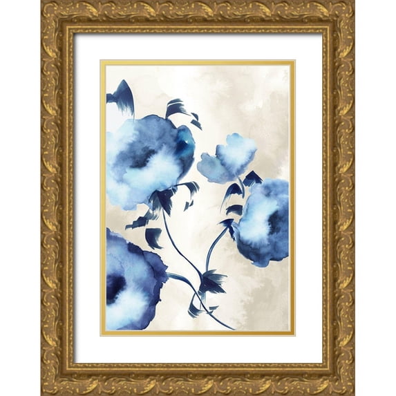 Watts, Eva 18x24 Gold Ornate Wood Framed with Double Matting Museum Art Print Titled - Silky Floral I