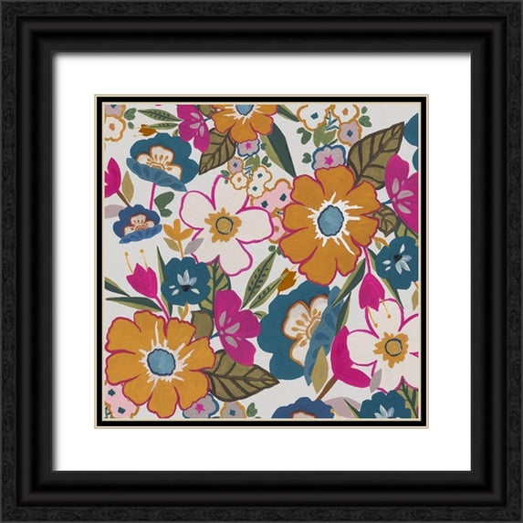 Watts, Eva 20x20 Black Ornate Wood Framed with Double Matting Museum Art Print Titled - Dusk Flowers