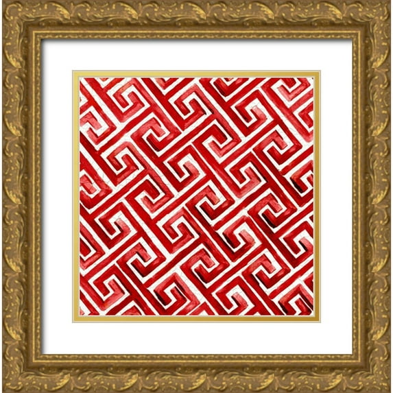 Watts, Eva 20x20 Gold Ornate Wood Framed with Double Matting Museum Art Print Titled - Chinese Chain Red Version