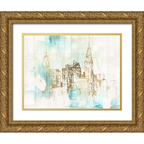 Watts, Eva 24x19 Gold Ornate Wood Framed with Double Matting Museum Art Print Titled - Woven New York City