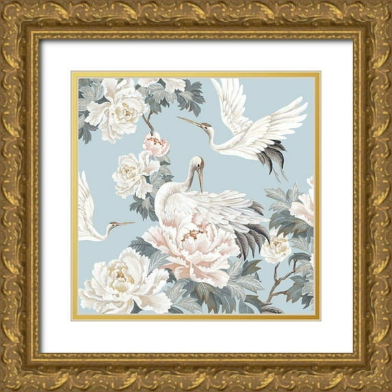 Watts, Eva 26x26 Gold Ornate Wood Framed with Double Matting Museum Art Print Titled - Chinese Silk II