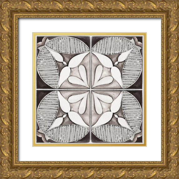 Watts, Eva 26x26 Gold Ornate Wood Framed with Double Matting Museum Art Print Titled - Decorative Tile I