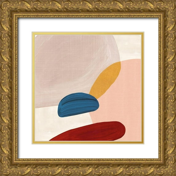 Watts, Eva 26x26 Gold Ornate Wood Framed with Double Matting Museum Art Print Titled - Pink Pebbles II