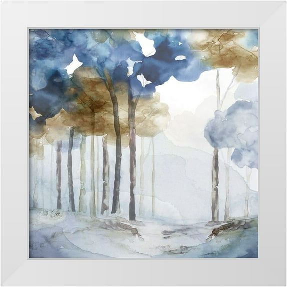 Watts, Eva 26x26 White Modern Wood Framed Museum Art Print Titled - In the Blue Forest I