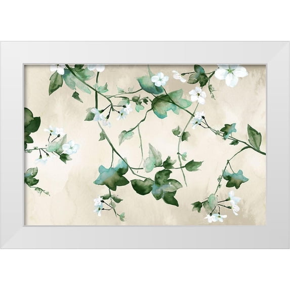 Watts, Eva 32x23 White Modern Wood Framed Museum Art Print Titled - Delicate Green Branches