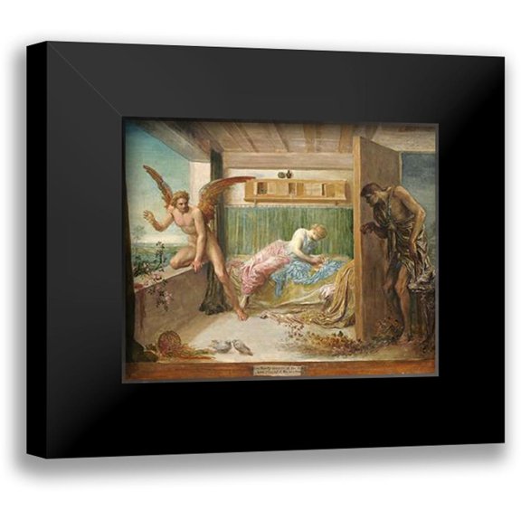 Watts, George Frederick 14x12 Black Modern Framed Museum Art Print Titled - When Poverty Comes In at The Door, Love Flies Out of The Window