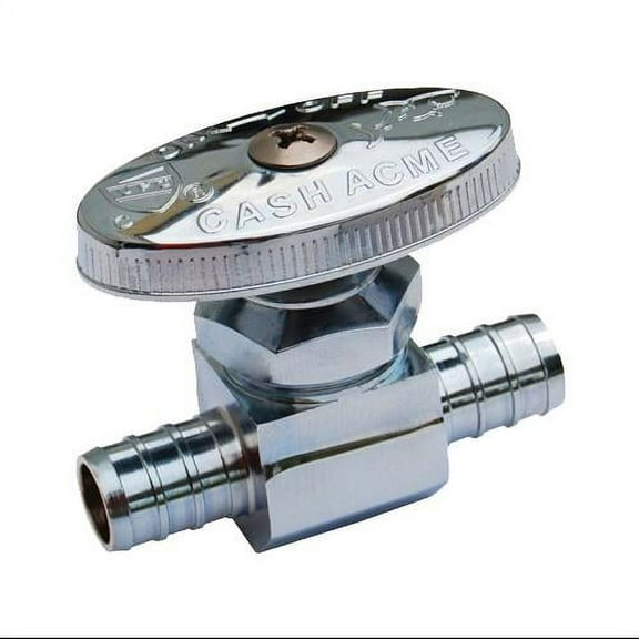 Watts PEX Straight Stop Valve - Chrome-Plated Brass - 1/2" Cf x 1/2" Cf Silver