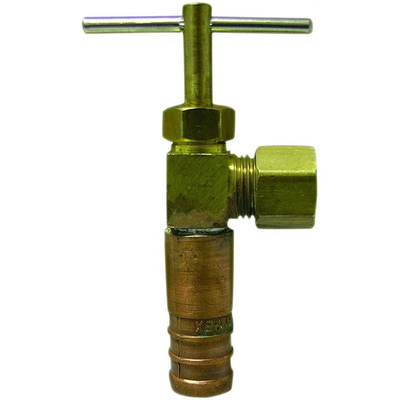 Watts PEX LFP-562 Ball Valve 1/2-Inch Barb x 1/2-Inch Barb 1/4-Inch Drain Low-Lead, Brass