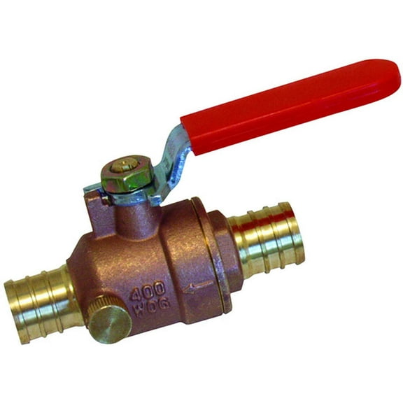 Watts PEX LFP-764 In-Line Full Port Ball Valve 3/4-Inch Barb x Barb w 1/4-Inch Drain Low-Lead, Brass