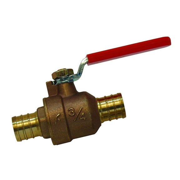 Watts PEXLFP-760 In-Line Full Port Ball Valve 3/4-Inch Barb x 3/4-Inch Barb Low-Lead, Brass