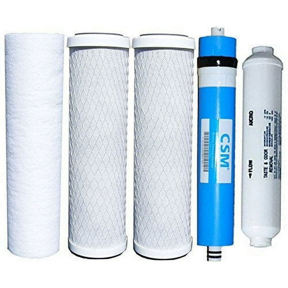 Watts Reverse Osmosis Replacement Filter Set 5 pcs w/ CSM 50 GPD Membrane Filtration