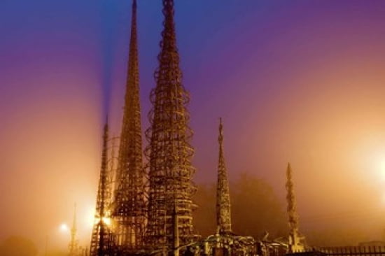 Watts Towers at night Watts Los Angeles California USA Canvas Art - Panoramic Images (36 x 24)