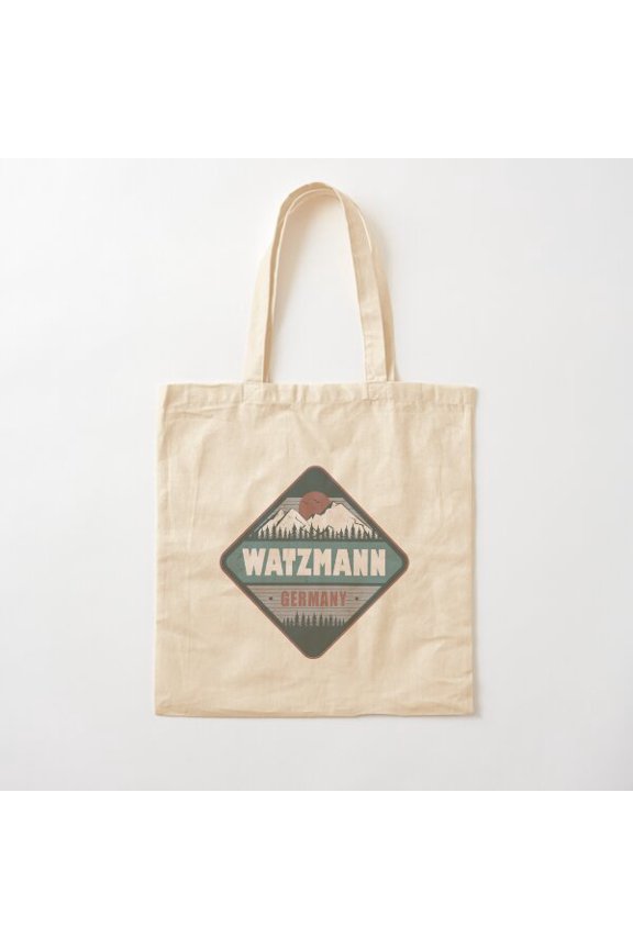 Watzmann Bavaria Germany Vintage Hiking Design Canvas Tote Bags, Reusable Shopping Bag