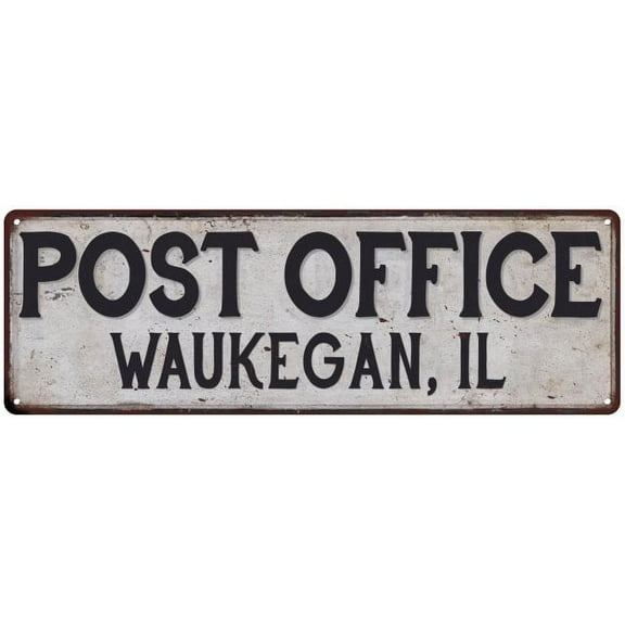 Waukegan, Il Post Office Metal Sign Vintage 8x24 108240011348