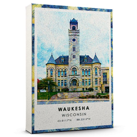 Waukesha Travel Canvas, Wisconsin Travel Art Canvas, Waukesha Travel City Canvas, Travel Artwork Canvas