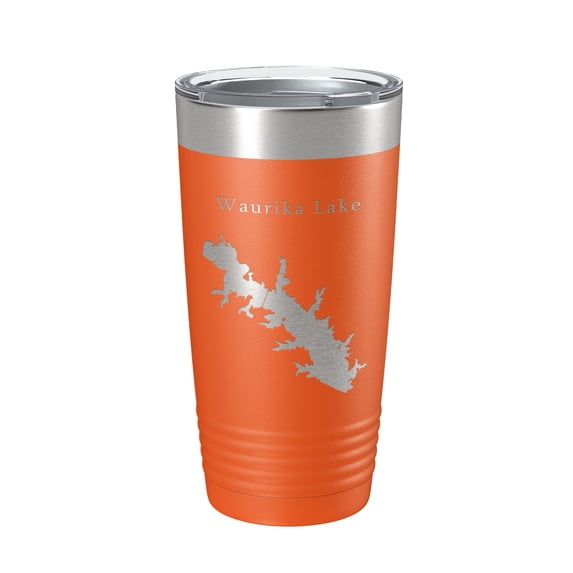 Waurika Lake Map Tumbler Travel Mug Insulated Laser Engraved Coffee Cup Oklahoma 20 oz Orange