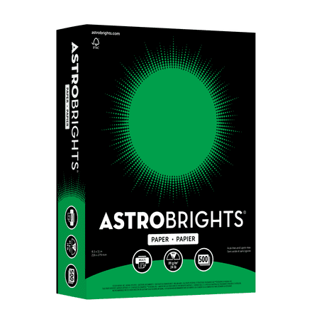 Astrobrights® Color Multi-Use Printer & Copy Paper, 1 Ream, Gamma Green, Letter (8.5" x 11"), 500 Sheets Per Ream, 24 Lb, 94 Brightness