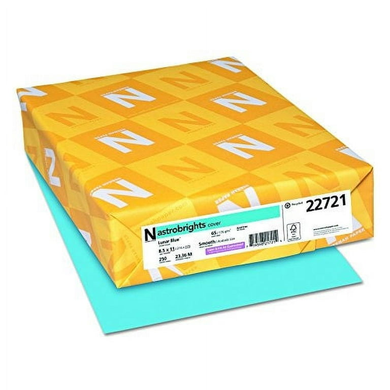 Wausau Paper 22721 Astrobrights Colored Cardstock, 8.5 x 11, 65 lb / 176 gsm, Lunar Blue, 250 Sheets