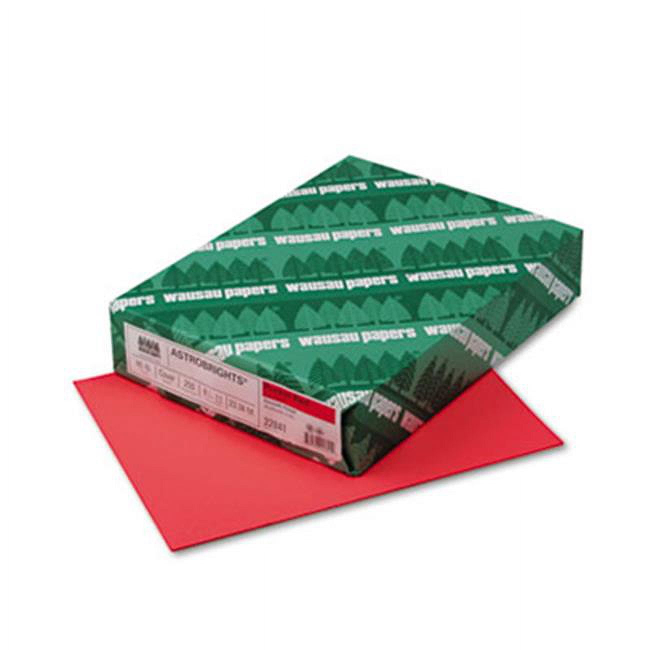 Wausau Paper Astrobrights Colored Card Stock 65 lbs. 8.5 x 11 Rocket Red 250 Sheets, Green