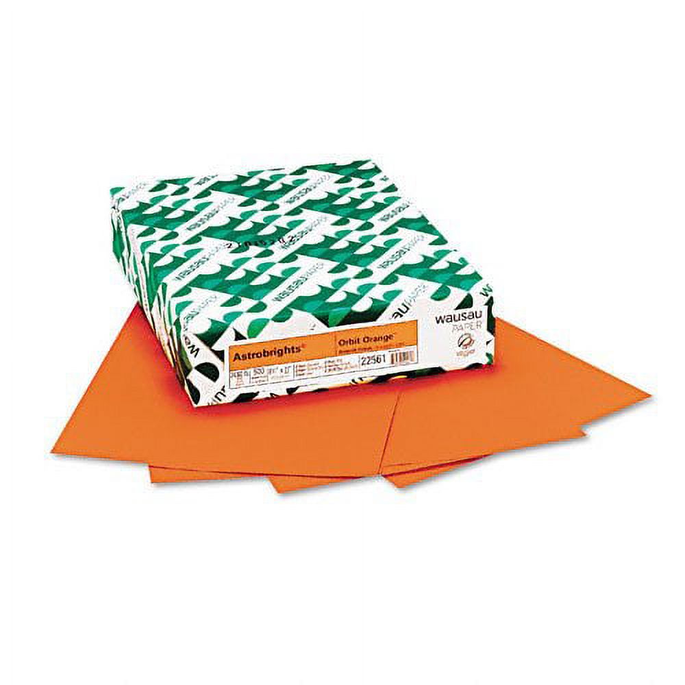 Wausau Paper : Astrobrights Colored Card Stock, 65lb, Orbit Orange, Letter, 250 Sheets -:- Sold as 2 Packs of - 250 - / - Total of 500 Each