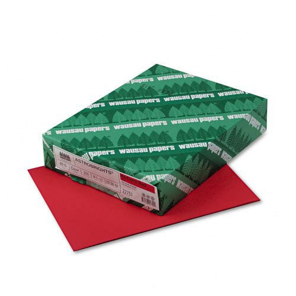 Wausau Paper : Astrobrights Colored Card Stock, 65lb, Re-Entry Red, Letter, 250 Sheets per Pack -:- Sold as 2 Packs of - 250 - / - Total of 500 Each