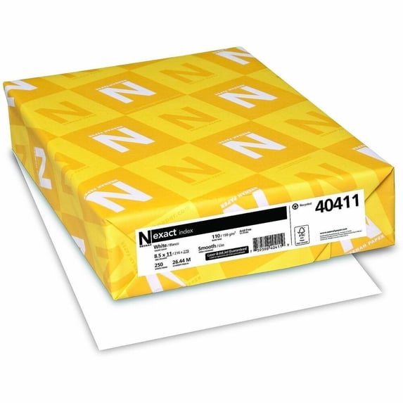 Wausau Papers 40411 8.5 x 11 Exact Index Card Stock Paper, White
