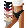 thumbnail image 1 of Wausea Cotton Thongs for Women Breathable Low Rise Bikini Lady Panties Womens Underwear Sexy, 7 Pack, M, 1 of 7