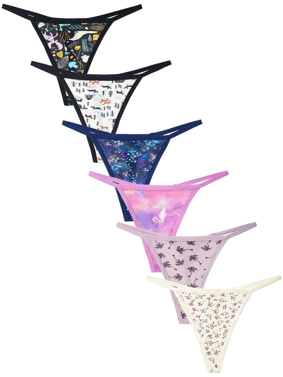 G-String Thongs for Women Sexy Underwear Stretch Comfortable Panties 6 Pack, Sizes XS-XL