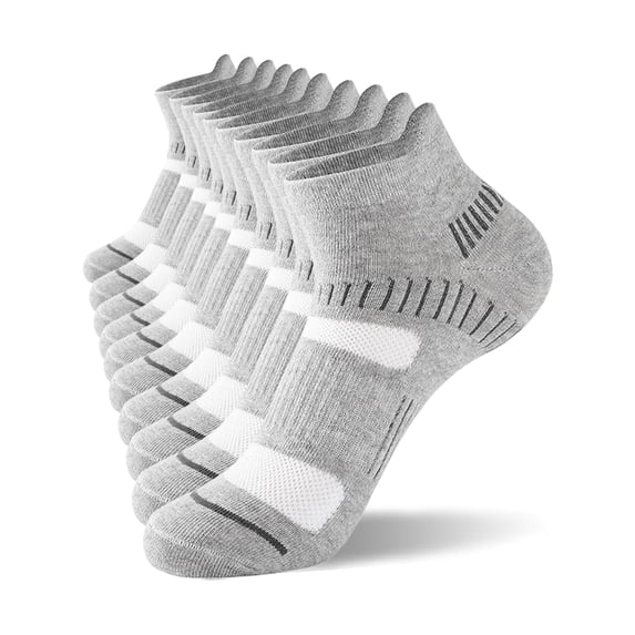 Wausea Men's Athletic Socks Cotton Low Cut Cushion Running Ankle Socks, 5 Pairs, Sizes 8-12