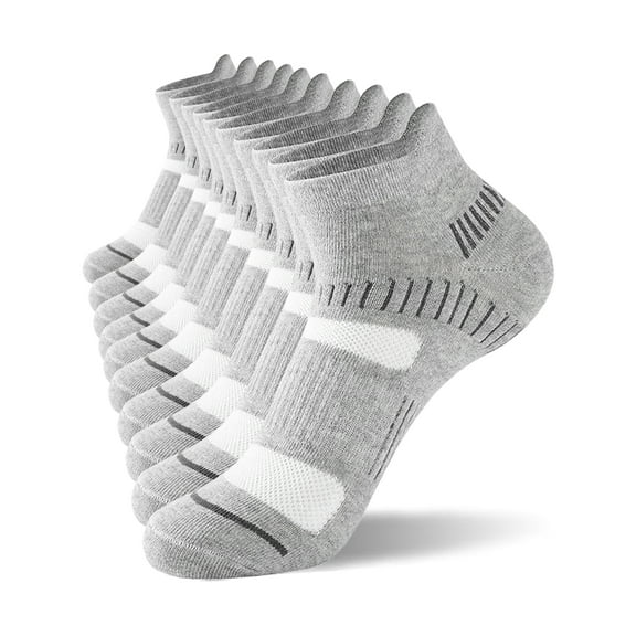 Wausea Men's Athletic Socks Cotton Low Cut Cushion Running Ankle Socks, 5 Pairs, Sizes 8-12