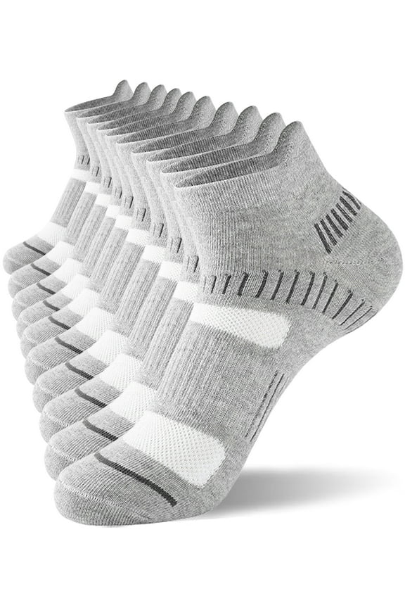 Men's Athletic Socks Cotton Low Cut Cushion Running Ankle Socks, 5 Pairs, Sizes 8-12