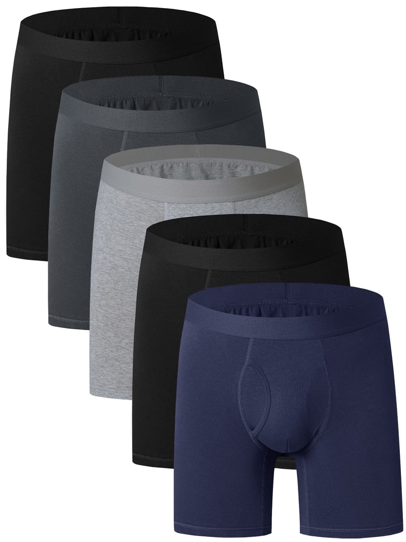 Wausea Men's Boxer Briefs Cotton Stretch Underwear Open Fly Tagless ...