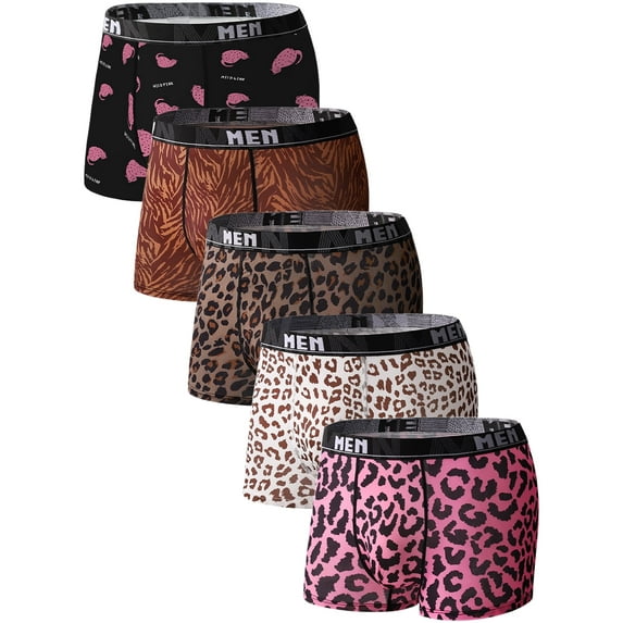 Wausea Mens Trunk Underwear Boxer Briefs Short Leg Comfortable Underpants 5 Pack, Sizes S-XL