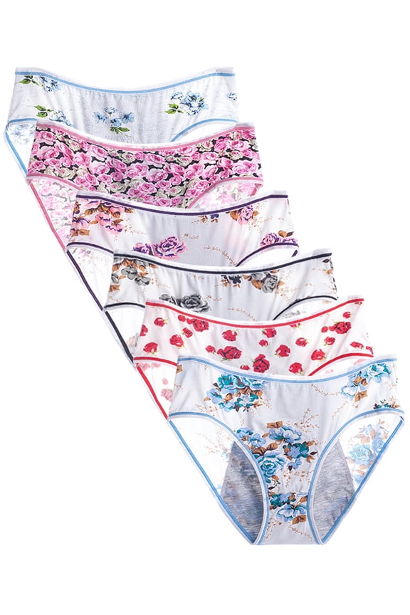 Period Underwear for Teen Girls Menstrual Panties Viscose Hipster Briefs, 6-Pack