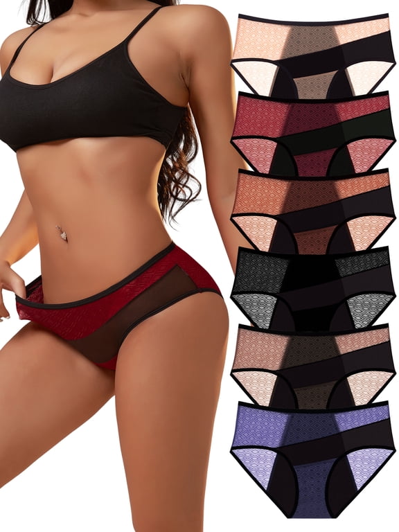 Period Underwear for Women Breathable Menstrual Leakproof Panties, 6-Pack, Sizes S-2XL