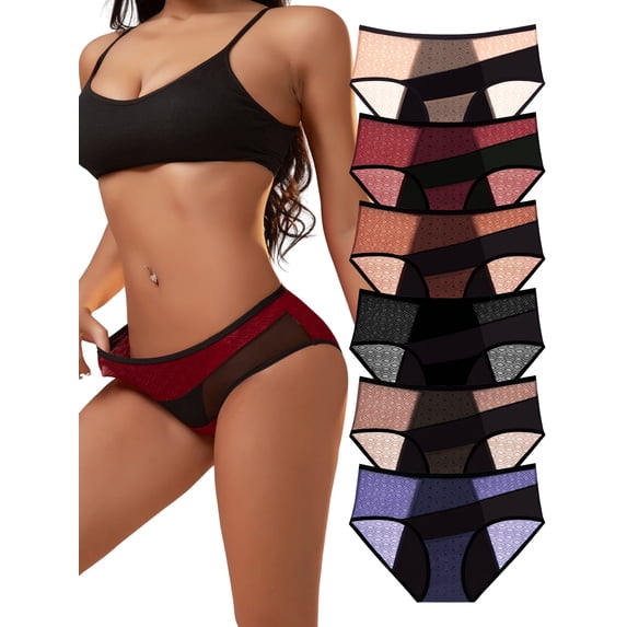 Wausea Period Underwear for Women Breathable Menstrual Leakproof Panties, 6-Pack, Sizes S-2XL