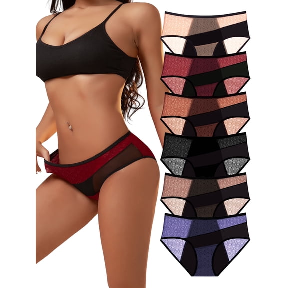 Wausea Period Underwear for Women Breathable Menstrual Leakproof Panties, 6-Pack, Sizes S-2XL