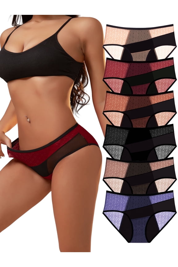 Period Underwear for Women Breathable Menstrual Leakproof Panties, 6-Pack, Sizes S-2XL