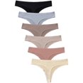 thumbnail image 1 of Wausea Seamless Thongs for Women Sexy No Show Panties Invisible Stretch Ladies Underwear Pack of 6, 1 of 6