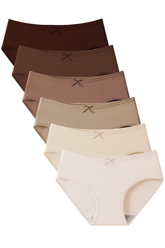 Teen Girls Underwear Cotton Hipster Panties, 6 Pack, Sizes XS-XL