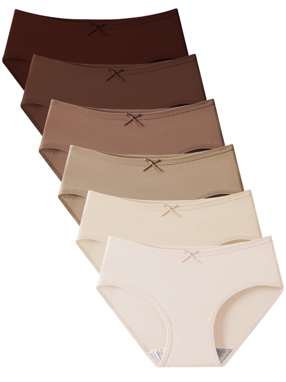 Teen Girls Underwear Cotton Hipster Panties, 6 Pack, Sizes XS-XL