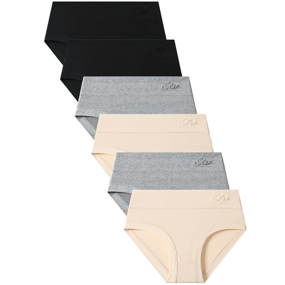 Wausea Underwear for Women High Waisted Panties Full Coverage Briefs Soft Strech Ladies Breathable Panties 6 Pack, Size 10(3XL)